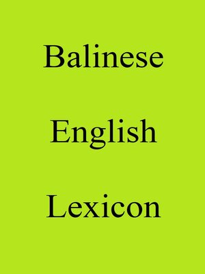 cover image of Balinese English Lexicon